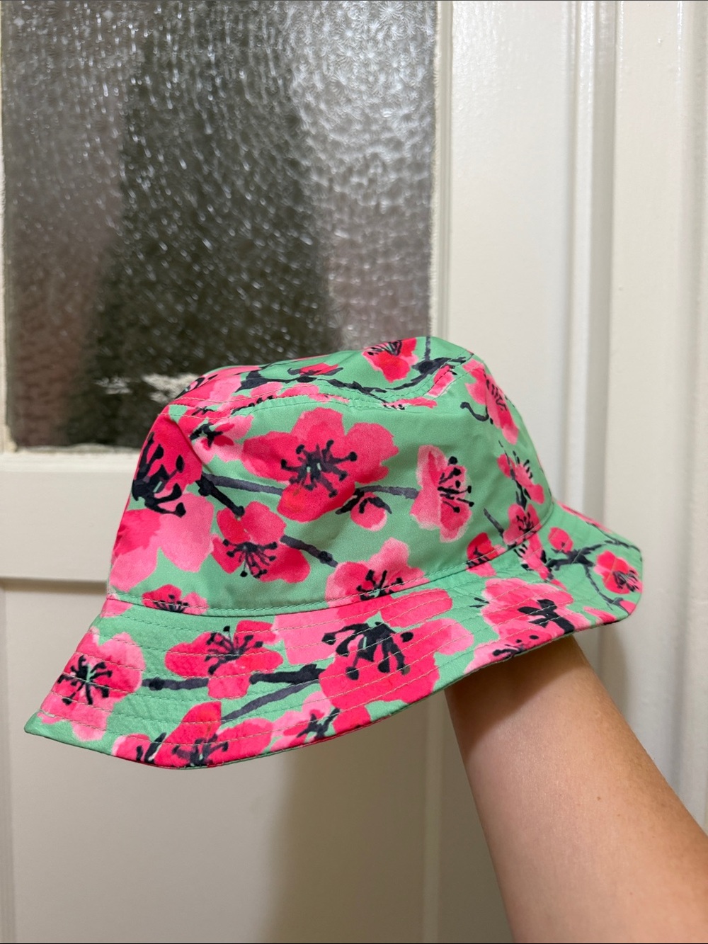 Arizona Jean Company Floral Bucket Hat in Mint Green & Hot Pink